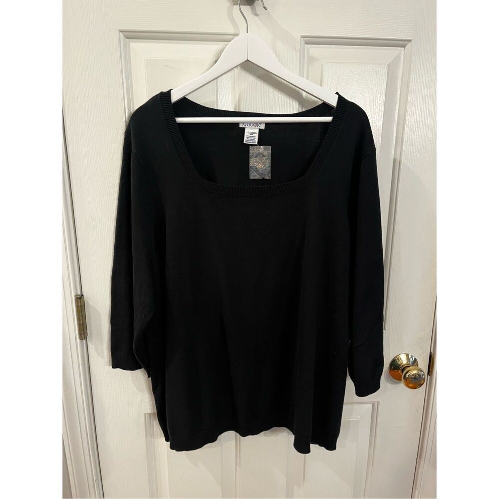 JG Hook Black Short Sleeve Square Neck Classic Sweater sz 3X NWT